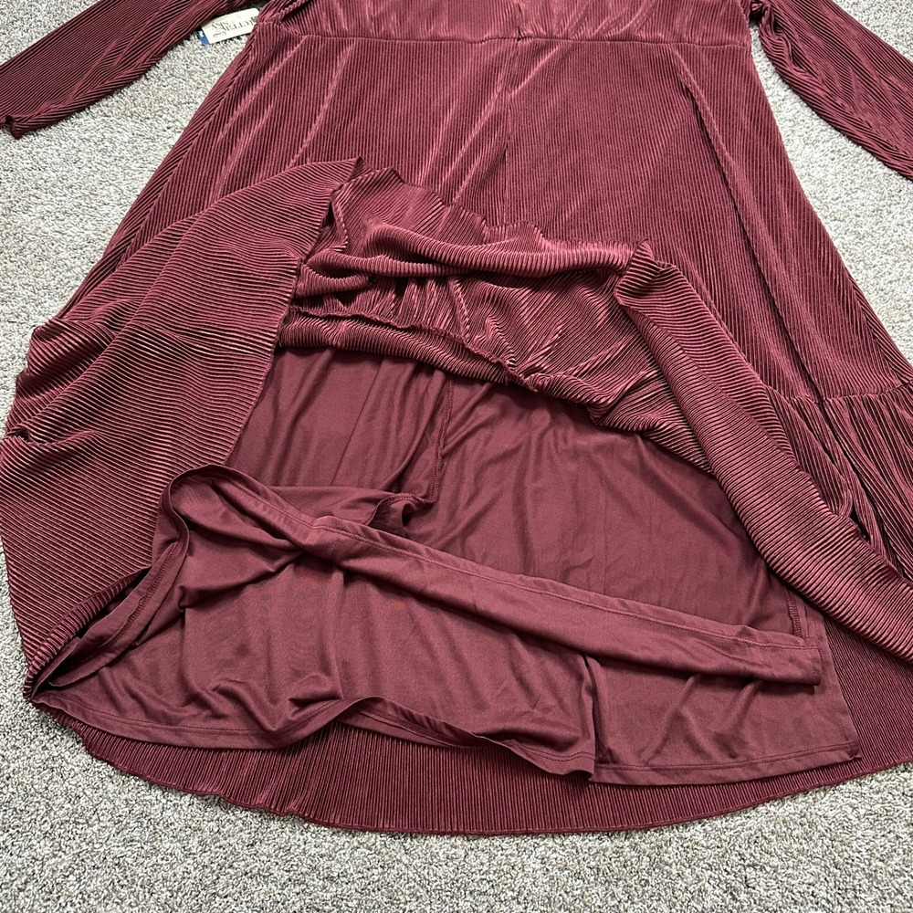 Terra & Sky Midi Dress Womens 3X Plisse Midi Dress Rustic Plum NEW - Picture 8 of 12